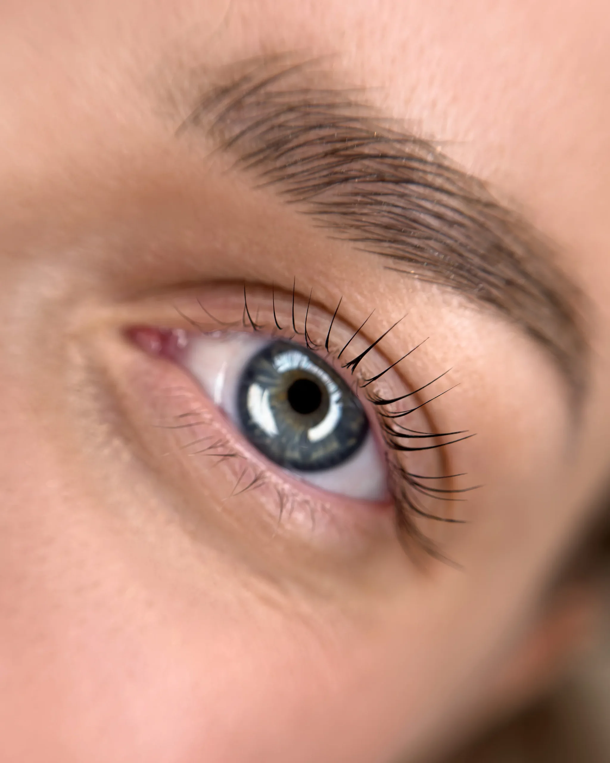 Lifted lashes result after hands-on lash lift training